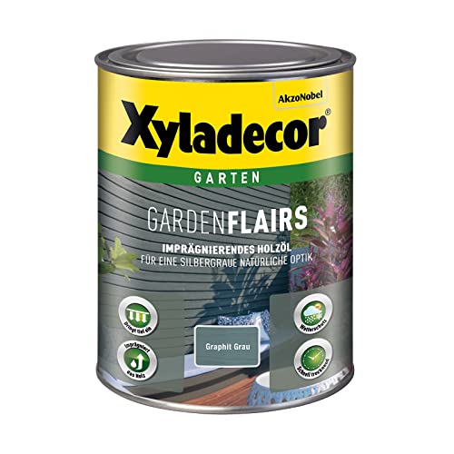 Xyladecor GardenFlairs, Imprägnierendes Holzöl mit dekorativem Metalleffekt, Graphit Grau, 1 l von Xyladecor