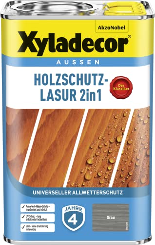 Xyladecor Holzschutz-Lasur 2 in 1, 4 Liter Grau von Xyladecor
