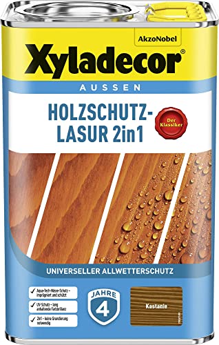 Xyladecor Holzschutz-Lasur 2 in 1, 4 Liter Kastanie von Xyladecor