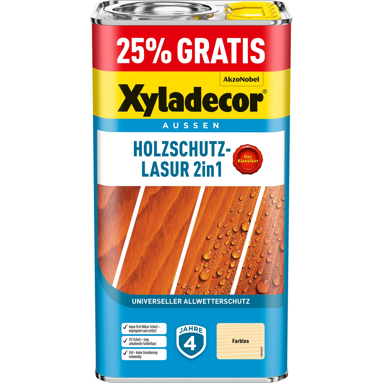 Xyladecor Holzschutz-Lasur 2in1 5l Promo Farblos matt 4 + 1 l von Xyladecor