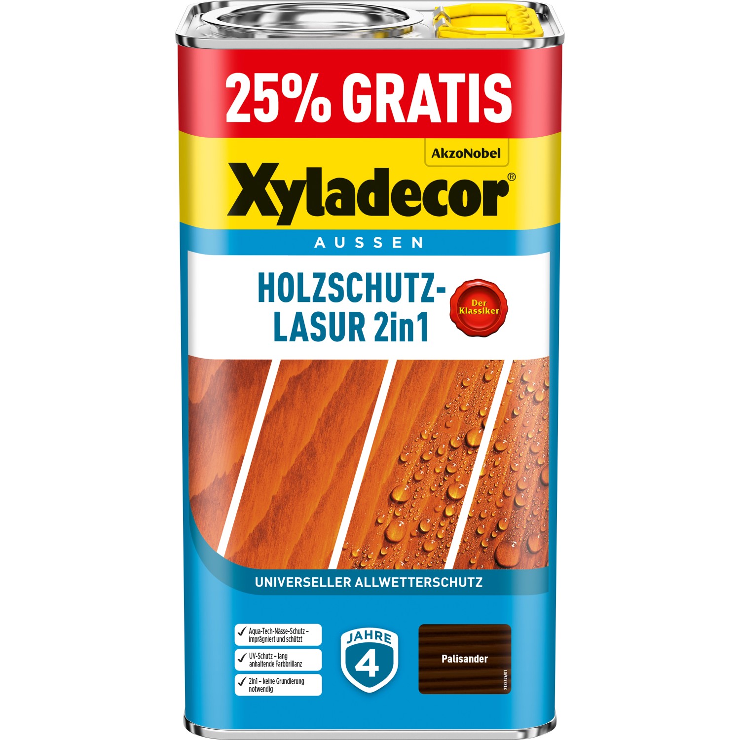 Xyladecor Holzschutz-Lasur 2in1 5l Promo Palisander matt 4 + 1 l von Xyladecor