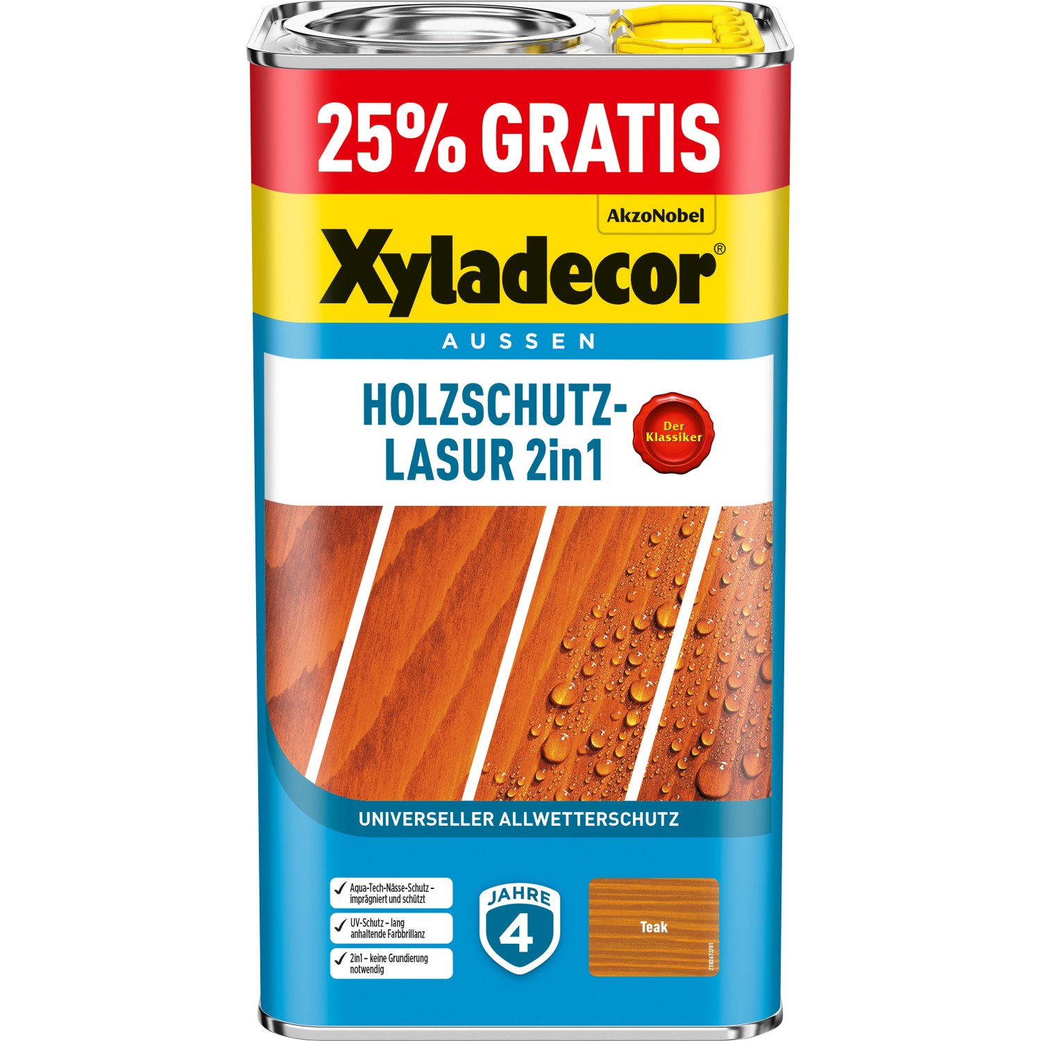 Xyladecor Holzschutz-Lasur 2in1 5l Promo Teak matt 4 + 1 l von Xyladecor