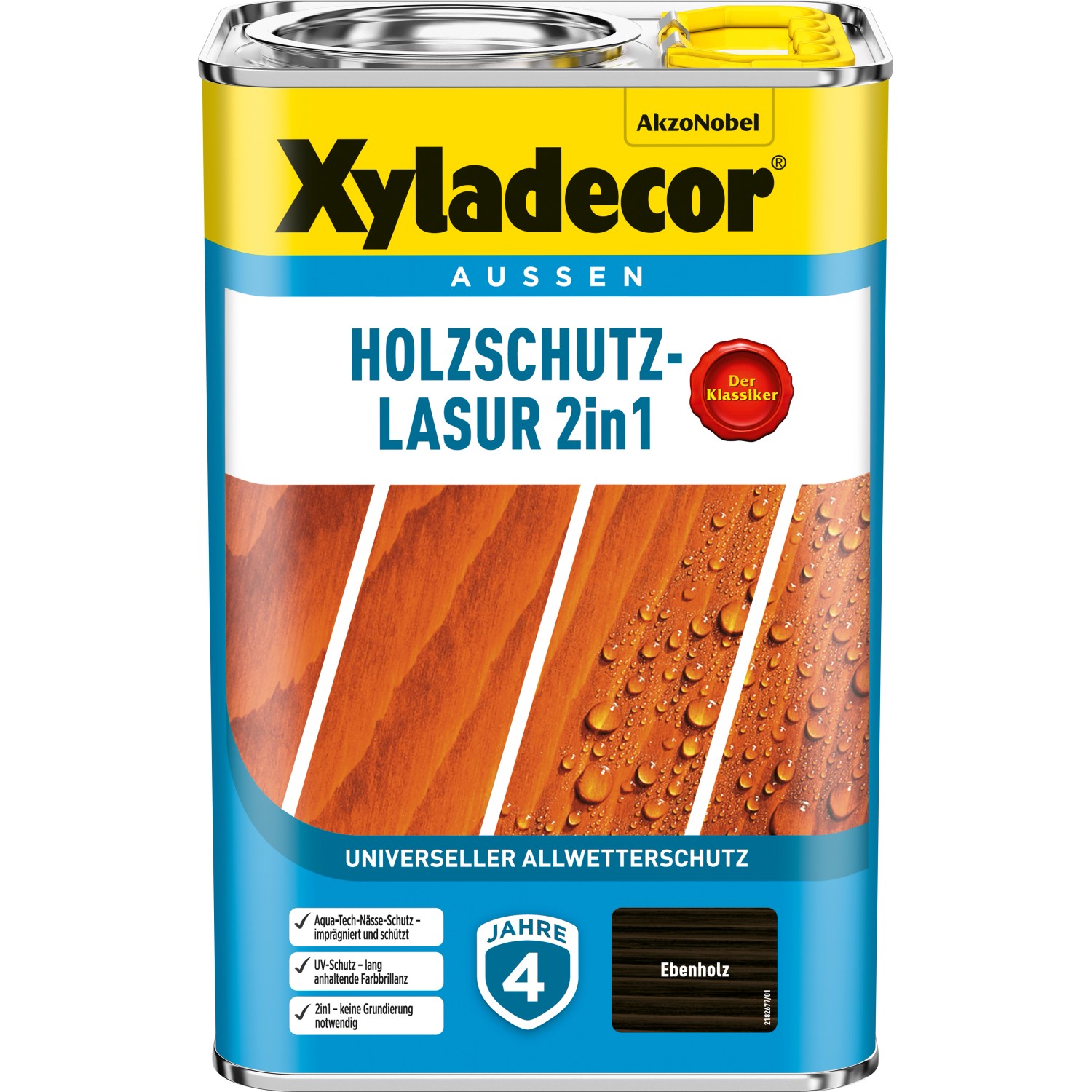 Xyladecor Holzschutz-Lasur 2in1 Ebenholz matt 4 l von Xyladecor