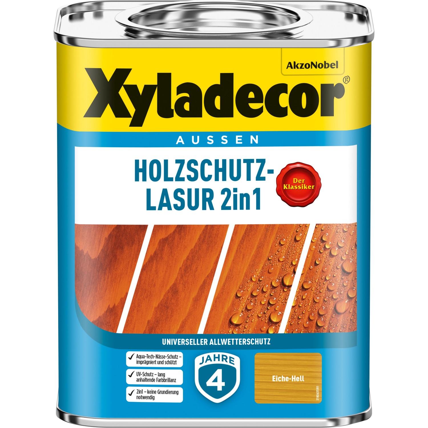Xyladecor Holzschutz-Lasur 2in1 Eiche-Hell matt 750 ml von Xyladecor