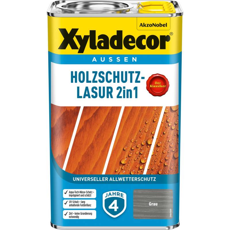 Xyladecor Holzschutz-Lasur 2in1 Grau 2,5 Liter von Xyladecor
