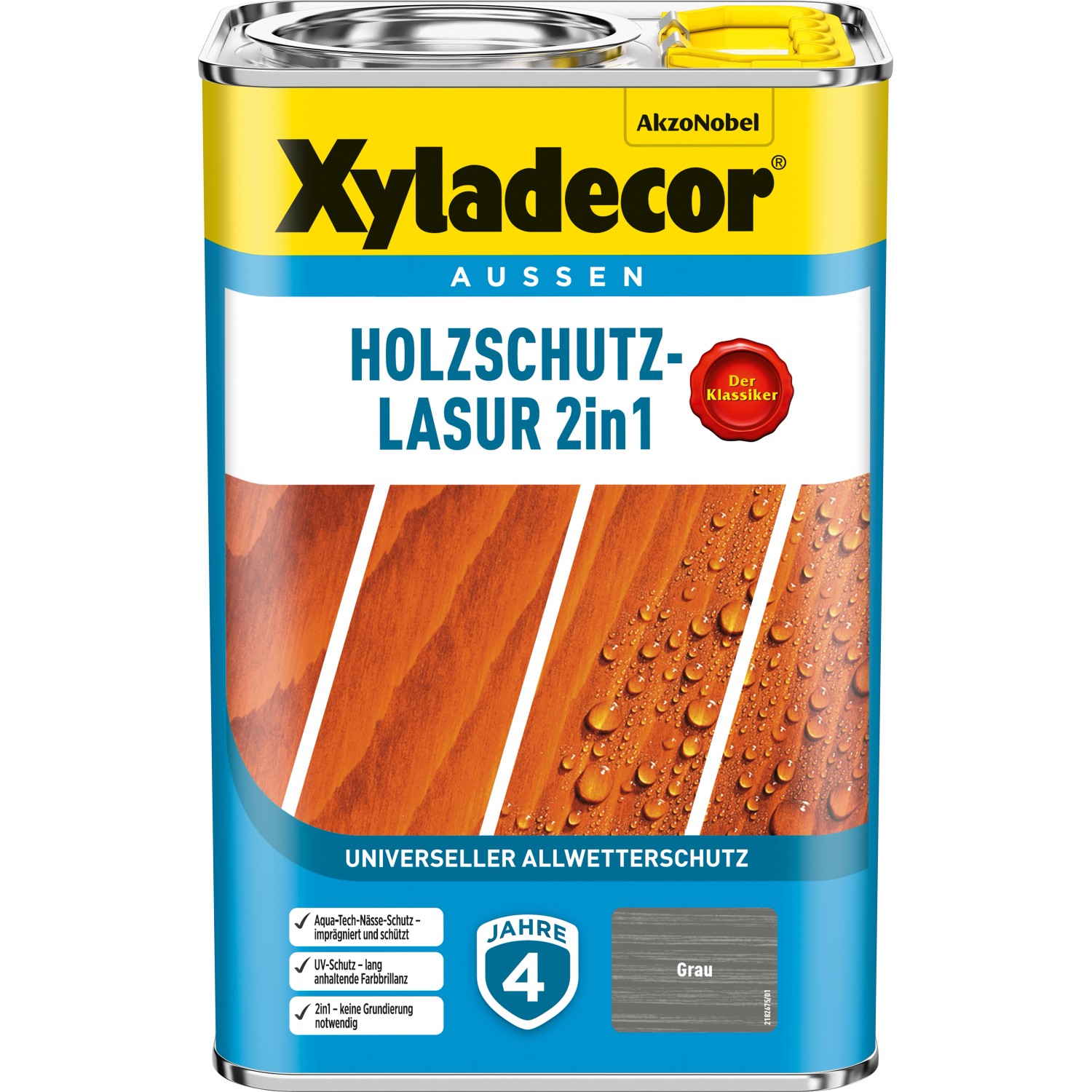 Xyladecor Holzschutz-Lasur 2in1 Grau matt 4 l von Xyladecor