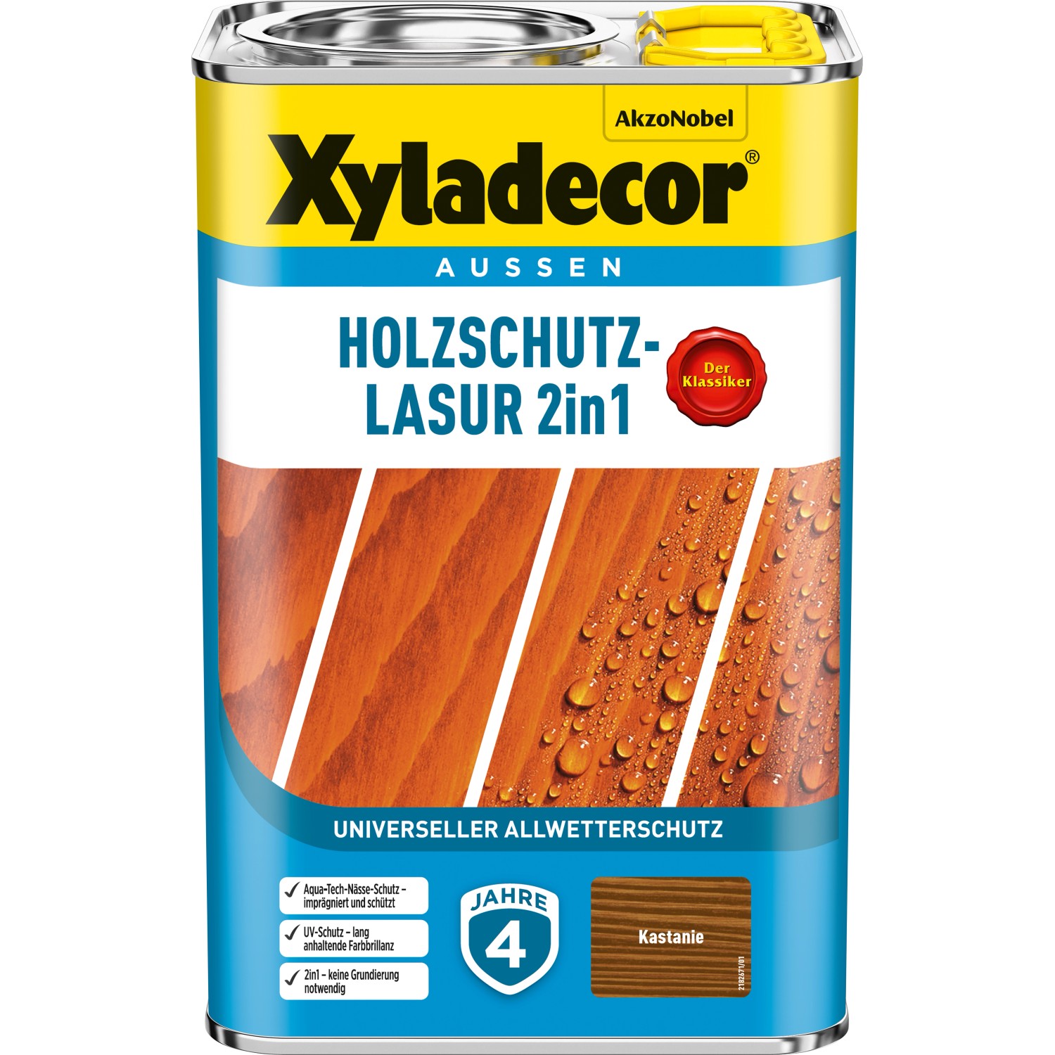 Xyladecor Holzschutz-Lasur 2in1 Kastanie matt 4 l von Xyladecor