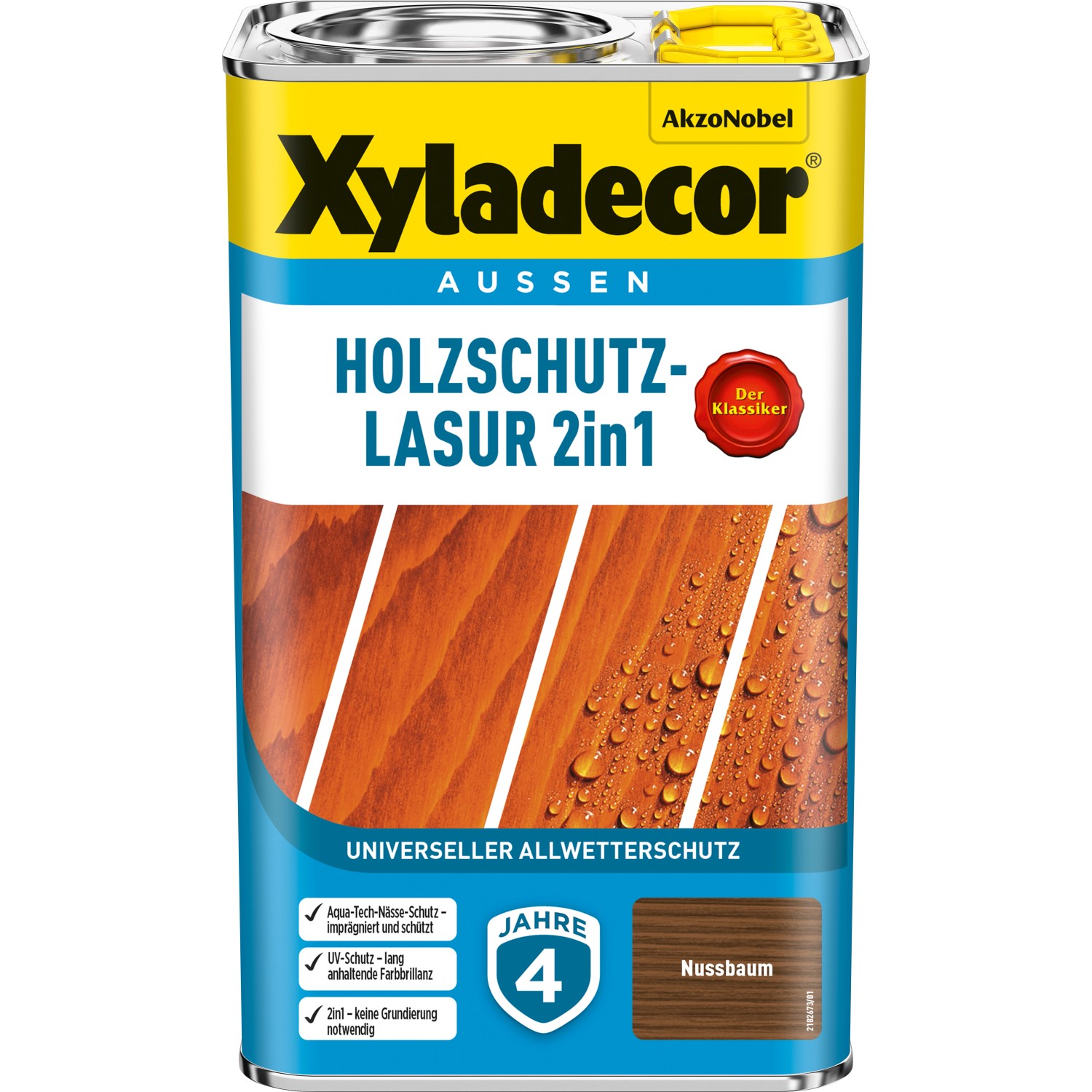 Xyladecor Holzschutz-Lasur 2in1 Nussbaum matt 2,5 l von Xyladecor