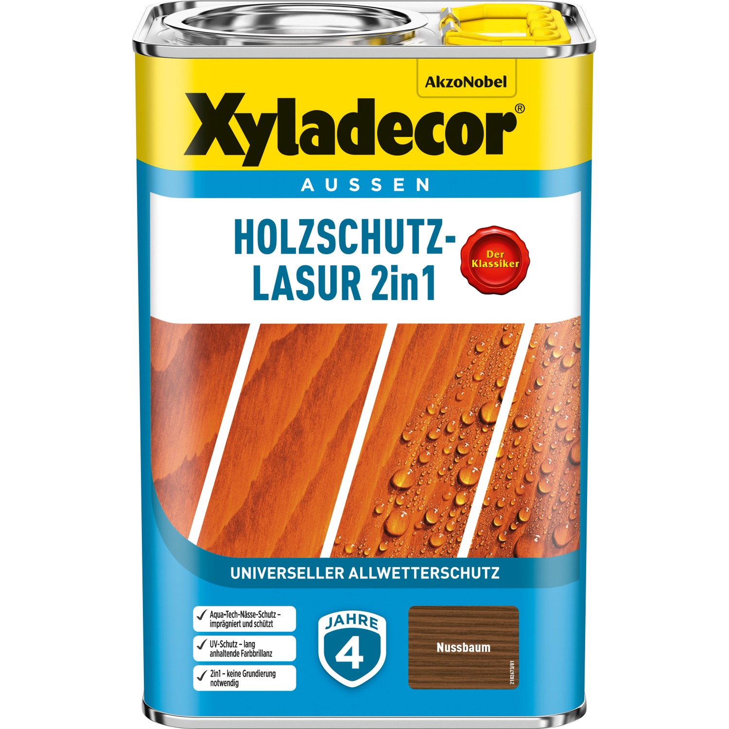 Xyladecor Holzschutz-Lasur 2in1 Nussbaum matt 4 l von Xyladecor