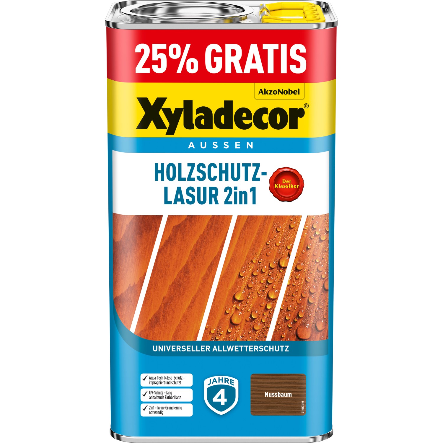 Xyladecor Holzschutz-Lasur 2in1 Promo Nussbaum matt 4 + 1 l von Xyladecor