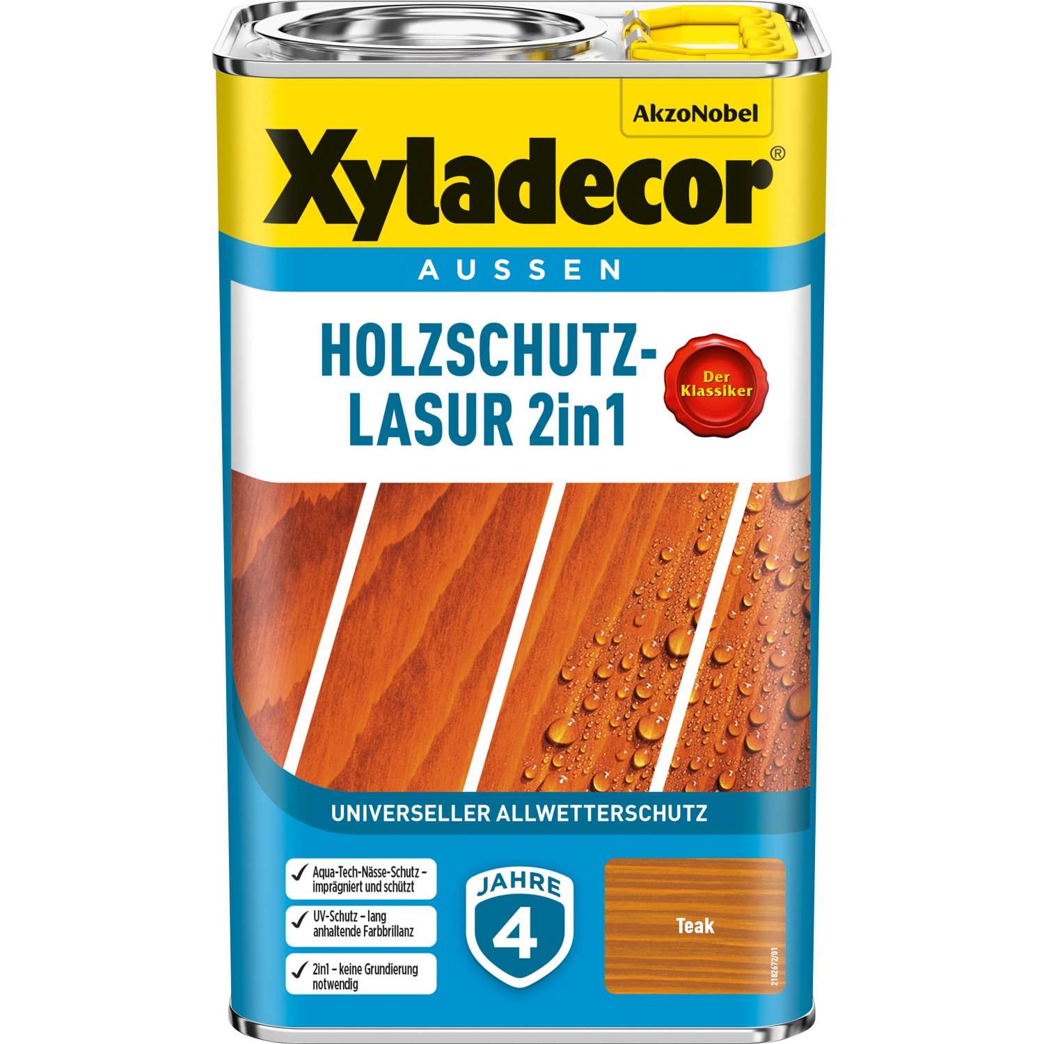 Xyladecor Holzschutz-Lasur 2in1 Teak matt 2,5 l von Xyladecor