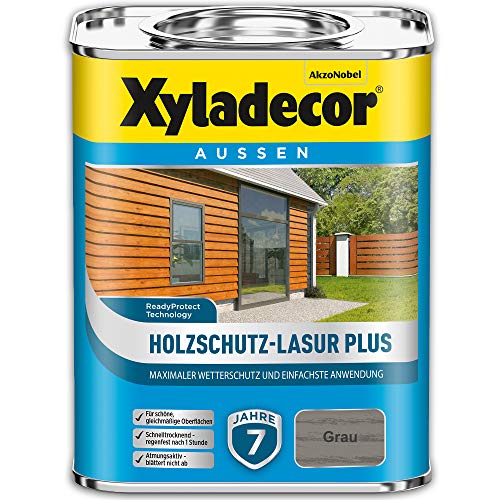 Xyladecor Holzschutz-Lasur Plus, 4 Liter, Grau von Xyladecor