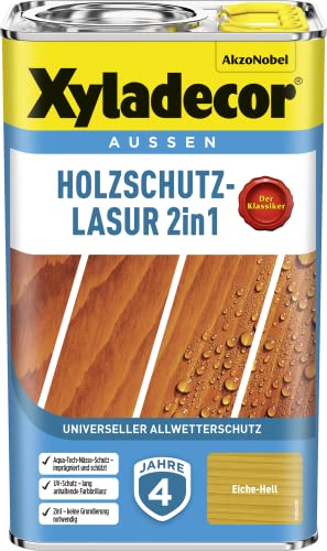 Xyladecor Holzschutz-Lasur 2 in 1, 2,5 Liter Eiche-Hell von Xyladecor
