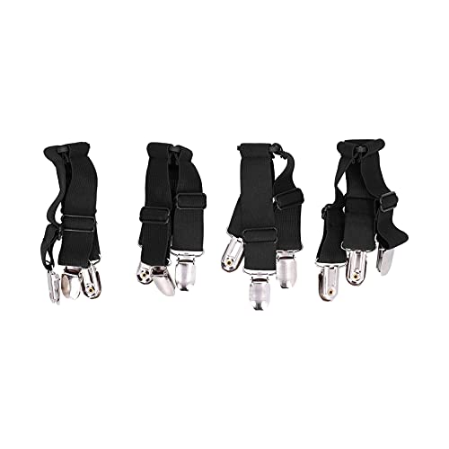 Bed Sheet Grippers 4PCS - Elastic Sheet Clips for Mattress Covers/Blankets/Sofa Cushions | Stainless Steel Secure - Grip Fasteners with Three - Sided Design | Black Home von Xyntor
