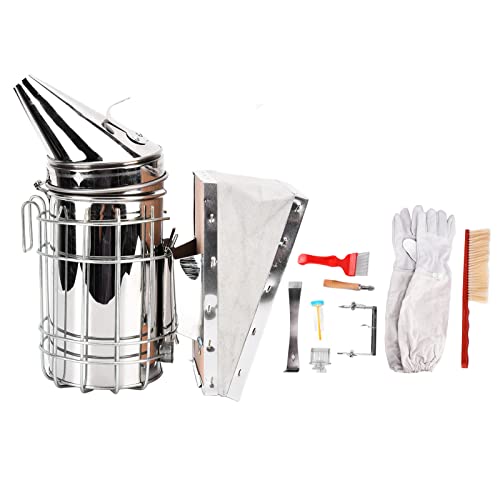 Beekeeping Starter Kit | 10 - Piece Apiary Tool Set with Smoker, Scraper & Bee Brush | Stainless Steel Beekeeping Supplies for Honey Harvesting/Colony Inspection von Xyntor