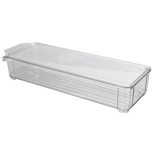 Clear Storage Bins with Lids | Food Grade Plastic Organizing Bins for Pantry / Kitchen / Bathroom | Large Capacity Transparent Container for Food & Supplies (Narrow and short (with cover)) von Xyntor