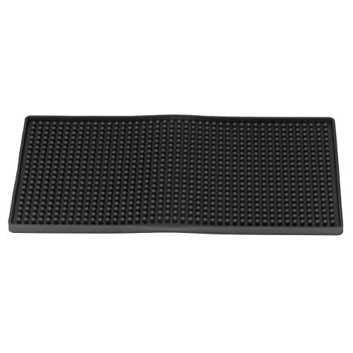 Excellent Silicone Bar Mat | Heat Tolerant & Nonslip for Countertops | Dishwasher Safe Food Grade Mat for Kitchen/Bar/Office | Unscented & Resilient 12x6 Inch (Black) von Xyntor