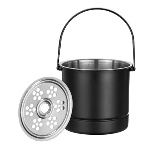 Expert Stainless Steel Ice Bucket with Sieve Plate | Thickened Design for Cocktail Bars/Restaurants/Parties | 1.0L Capacity, Easy Carry Handle (Black) von Xyntor