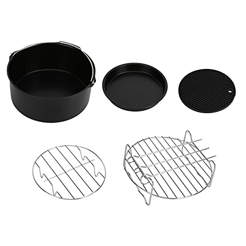 Fryer Accessories for 7in Basket | 6 - in - 1 Pizza Pan/Cake Pan/Grill Rack/Baking Tray/Skewers/Silicone Pad | Non - Hazardous & Dishwasher Friendly Cooking Set Fryer Accessories for 7in Basket | 6 - in - 1 Pizza Pan/Cake Pan/Grill Rack/Baking Tray/Skewers/Silicone Pad | Non - Hazardous & Dishwasher Friendly Cooking Set von Xyntor