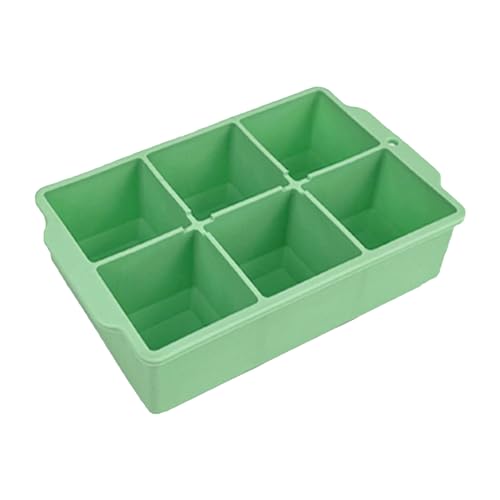 Large Ice Cube Trays with Lid | 6 - Cube Food Grade Silicone Container for Cocktails/Coffee/Whiskey | Odor - Less - Leakproof Storage (Grass Green) von Xyntor