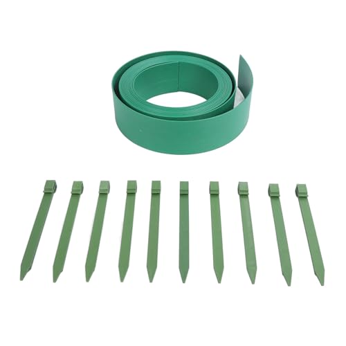 Plastic Garden Border 10M | Wood Grain Landscape Edging Kit with Fixing Nails | Flexible PE Lawn Edging for Gardens/Pathways/Shrubbery | Recycled Material, Easy Installation (Green) von Xyntor