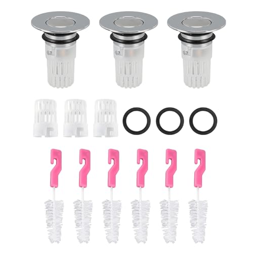 Sink -Abflusssieb mit abnehmbarem Korb | 1,3-1,5 Zoll Kupferkern Haarfänger für Waschbecken/Badewaschbecken/Waschbecken | Stopfen Sie Stopper mit Reinigungsbürsten von Xyntor