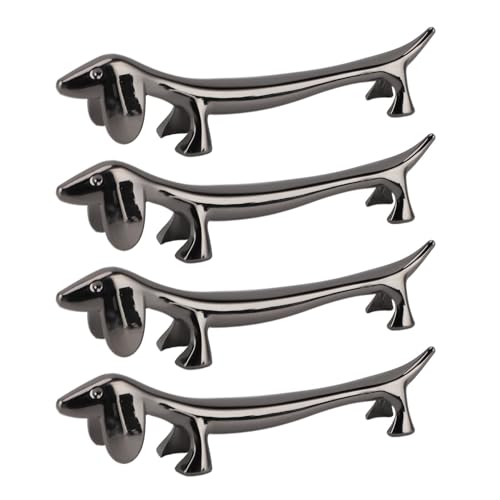 Stäbchen REST 4 PCs | Zinklegungslöffel Utensilhalter | Utensil Stand für Esstisch/Restaurant/Party | Sicheres Griff & poliertes Finish (Black Sausage Dog) von Xyntor