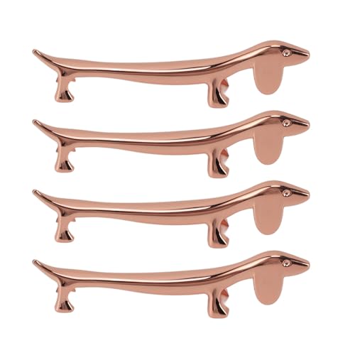 Stäbchen REST 4 PCs | Zinklegungslöffel Utensilhalter | Utensil Stand für Esstisch/Restaurant/Party | Sicheres Griff & poliertes Finish (Rose Gold Sausage Dog) von Xyntor