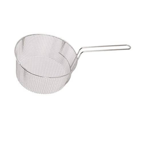 Stainless Steel Frying Basket | Long Handle Non - Corrosive Fry Net for Fish/Chicken Nuggets/Vegetables | Reusable Food Strainer with Fine Mesh (Handle Without Rubber) von Xyntor