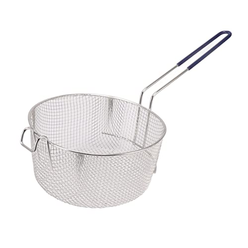 Stainless Steel Frying Basket | Long Handle Non - Corrosive Fry Net for Fish/Chicken Nuggets/Vegetables | Reusable Food Strainer with Fine Mesh (Rubber Handle) von Xyntor