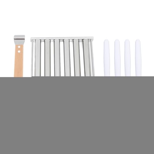 Stainless Steel Hot Dog Roller | 6 Stick Design for 5 Hot Dogs/Sausages/Bratwursts | Detachable Grill Rack with Long Wood Handle & 4 Skewers (Medium 80-105mm / 3.1-4.1in) von Xyntor