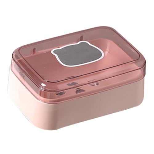 Tragbarer Seifenhalter mit Abflusslöchern | Sanitär -Reise -Seife mit Deckel für Barseife | Stabiler Plastikseifenbehälter für Badezimmer/Wohnheim/Fitnessstudio (Pink) von Xyntor