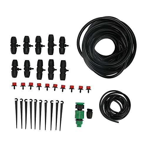 Tropfbewässerungssystem Kit | 10 m Schlauch mit 10 einstellbaren Dripper & T -Shirts | Automatische Bewässerung für Garten- / Topfpflanzen/Gemüsefelder | Einfaches Wartungsdesign von Xyntor