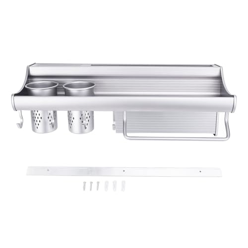 Wall Mounted Seasoning Rack Organizer | Aluminum Alloy Kitchen Storage Shelf with 2 Cup Holders | Multipurpose Organizer for Kitchen/Bathroom/Living Room | Rustproof & Simple von Xyntor