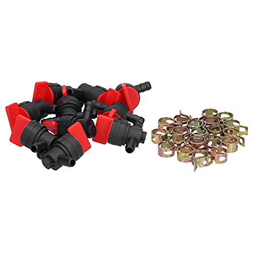 Xyntor 90 - Degree Fuel Cut Off Valve & Clamp Kit 10PCS | Replacement for 1 / 4in Fuel Line 494539 698181 697944 35857 | Compatible for Lawn Mowers/Garden Tools/Outdoor Equipment von Xyntor