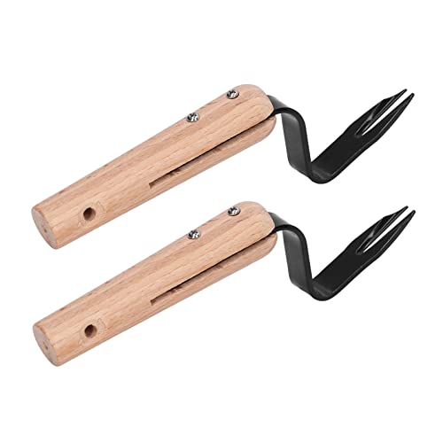 Xyntor Garden Weeding Tool 2 Pack | Alloy Steel & Beech Wood Handle | Tined Head Hand Weeder for Small Orchards/Gardens/Lawns | Ergonomic Plant Removal Tool with Enduring Design von Xyntor