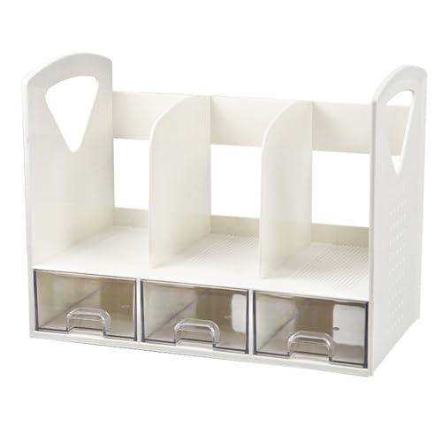 Xyntor Magazine File Organizer with Drawer | ABS Desktop Bookshelf for Office/Bedroom/Study Room | Book Holder & Document Organizer, Multifunctional Storage von Xyntor