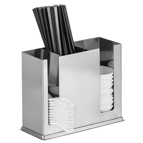 Xyntor Stainless Steel Utensil Holder | Large Capacity Drying Rack for Chopsticks / Spoons / Forks | Square Design with Drainage Holes for Kitchen Countertop Organization von Xyntor