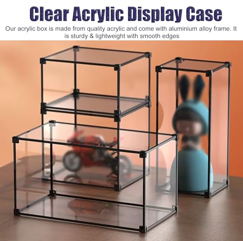 Acryl Vitrine 15, 20, 25, 30, 35, 40, 50, 60cm Hohe Acryl-Präsentationsbox, Thekenboxen mit Aluminium-Rahmen, Selbstmontierbare Schreibtisch-Präsentationsbox(L30xW35xH35cm/12x14x14") von Xyrona