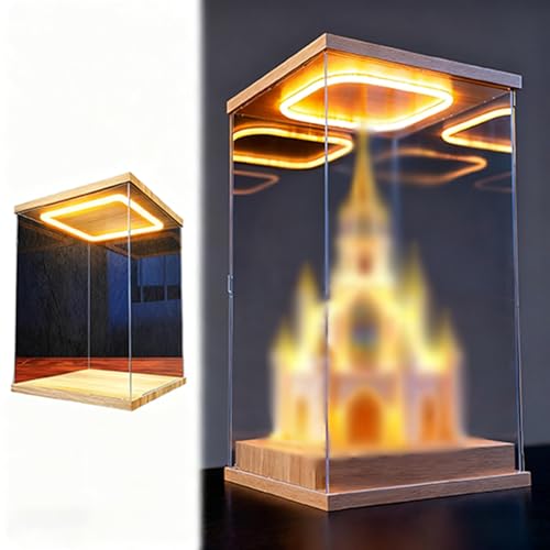 Acryl Vitrine Acrylvitrine mit LED-Beleuchtung, 60 50 40 35 30 25 20 15 10 cm Hohe Thekenbox, Staubdichte Transparente Aufbewahrungsboxen(10x10xH30cm/4x4x12") von Xyrona