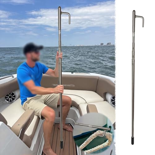 Bootshaken 125–920 cm Langer Teleskop-Bootshaken, Hochbelastbare Bootsstangen zum Schieben und Ziehen von Lasten, Metall-Festmacherhaken mit Gummigriff(160-620cm/63"-244") von Xyrona