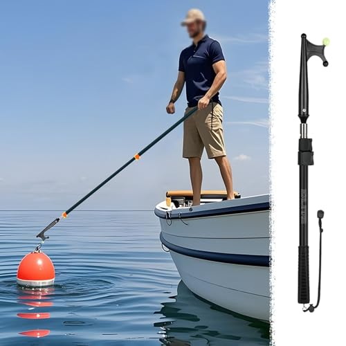 Bootshaken 3- Oder 5-stufige Teleskop-Lockvogel-Retrieverstange, Bootshakenstangen mit Hoher Tragkraft und Gummigriff, 64-540 cm Langer Seilhaken(Black,0.64-1.3m/2-4.3ft) von Xyrona