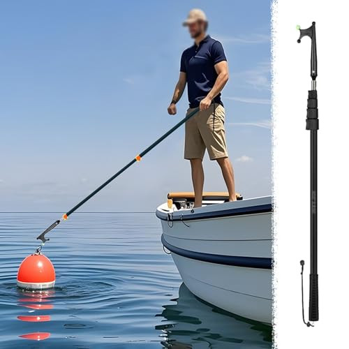 Bootshaken 3- Oder 5-stufige Teleskop-Lockvogel-Retrieverstange, Bootshakenstangen mit Hoher Tragkraft und Gummigriff, 64-540 cm Langer Seilhaken(Black,1.02-3.5m/3.4-11.5ft) von Xyrona