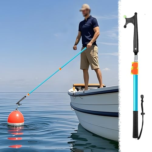 Bootshaken 3- Oder 5-stufige Teleskop-Lockvogel-Retrieverstange, Bootshakenstangen mit Hoher Tragkraft und Gummigriff, 64-540 cm Langer Seilhaken(Blue,0.64-1.3m/2-4.3ft) von Xyrona