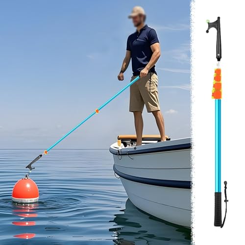 Bootshaken 3- Oder 5-stufige Teleskop-Lockvogel-Retrieverstange, Bootshakenstangen mit Hoher Tragkraft und Gummigriff, 64-540 cm Langer Seilhaken(Blue,1.02-3.5m/3.4-11.5ft) von Xyrona