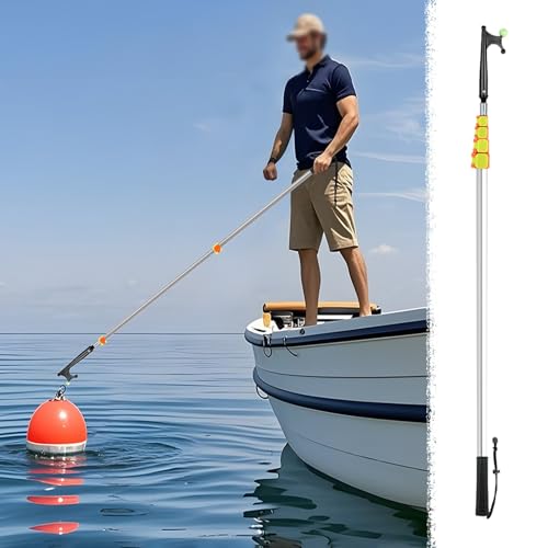 Bootshaken 3- Oder 5-stufige Teleskop-Lockvogel-Retrieverstange, Bootshakenstangen mit Hoher Tragkraft und Gummigriff, 64-540 cm Langer Seilhaken(Silver,1.39-5.4m/4.6-17.7ft) von Xyrona