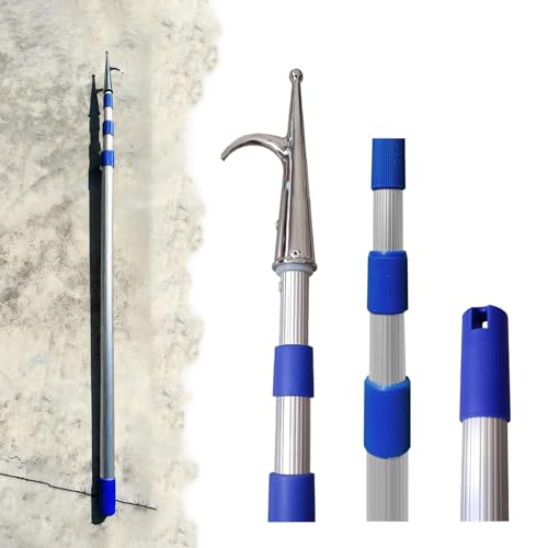 Bootshaken 3-teiliger Teleskop-Bootshaken, Köder-Retrieverstange aus Metall mit Rutschfestem Nylongriff, Langlebiger Andockstab für Salz- und Süßwasser(130-300cm/51"-118") von Xyrona