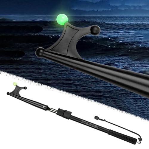 Bootshaken Bootsstangen mit Leuchtperle, Verstellbarer Bootshaken aus Metall mit Schnappverschluss, Schwimmfähige Schubstange zum Anlegen/Festmachen(Black,102-240cm/40.2"-94.5") von Xyrona