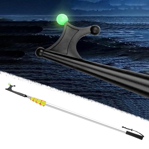 Bootshaken Bootsstangen mit Leuchtperle, Verstellbarer Bootshaken aus Metall mit Schnappverschluss, Schwimmfähige Schubstange zum Anlegen/Festmachen(Silver,102-350cm/40.2"-137.8") von Xyrona