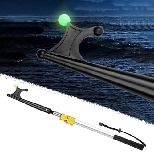 Bootshaken Bootsstangen mit Leuchtperle, Verstellbarer Bootshaken aus Metall mit Schnappverschluss, Schwimmfähige Schubstange zum Anlegen/Festmachen(Silver,64.5-130cm/25.4"-51.2") von Xyrona